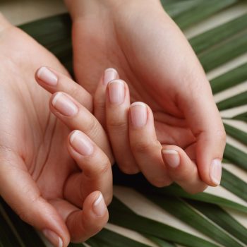 Skin care. Hands in close-up